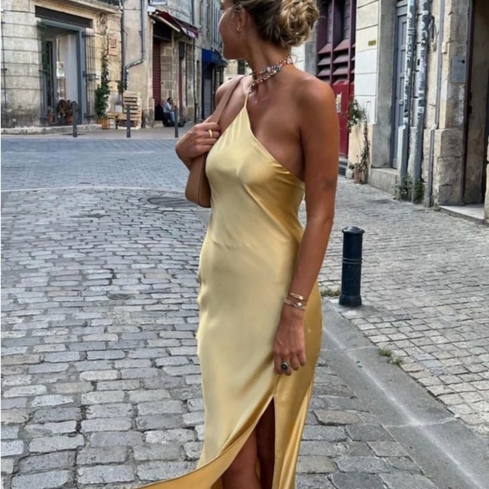 Moonlight Satin Slit Long Dress